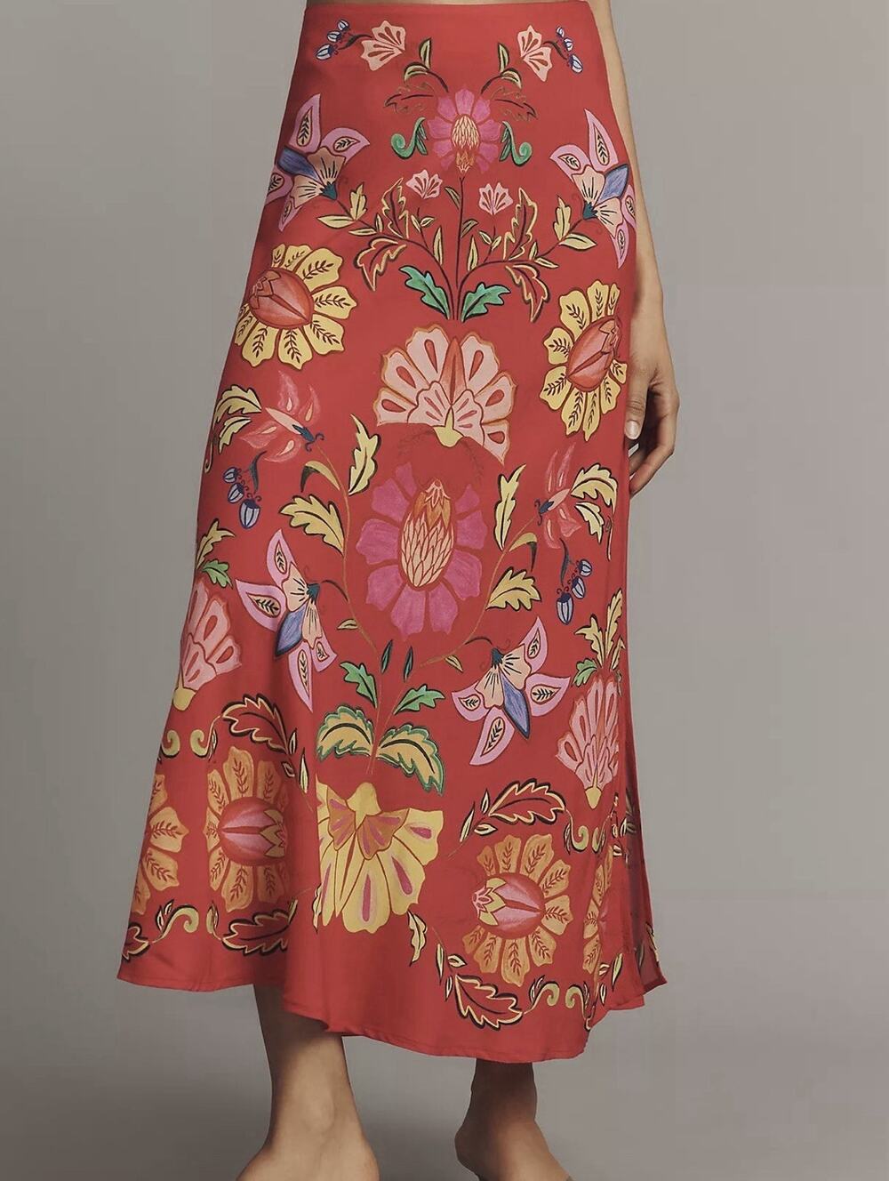 Women’s Farm Rio Anthropologie Printed Midi Slip Skirt Size Xs (AK14)